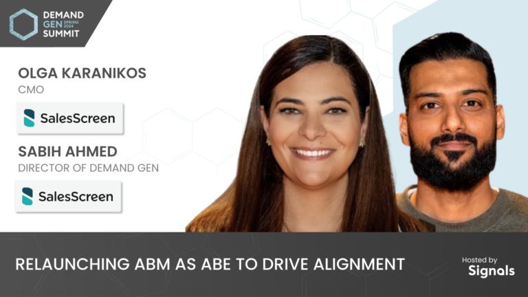 Presentation graphic of relaunching ABM as ABE to drive alignment